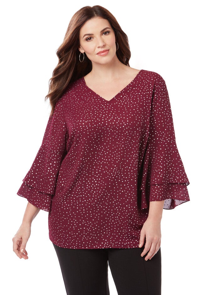 Artistic Dot Blouse, VINTAGE PLUM, hi-res image number 0