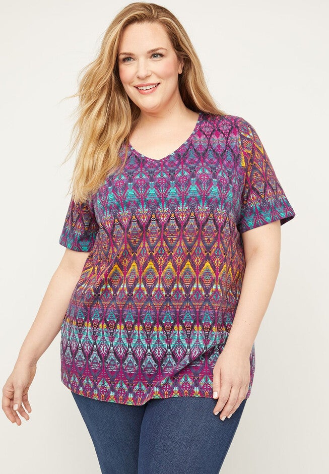 Wildermere Tee, PURPLE COMBO ETHNIC PRINT, hi-res image number null