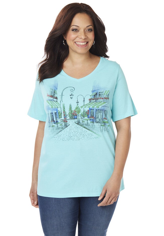 Spring Style Graphic Tee, MARINER NAVY GEO AQUA, hi-res image number null