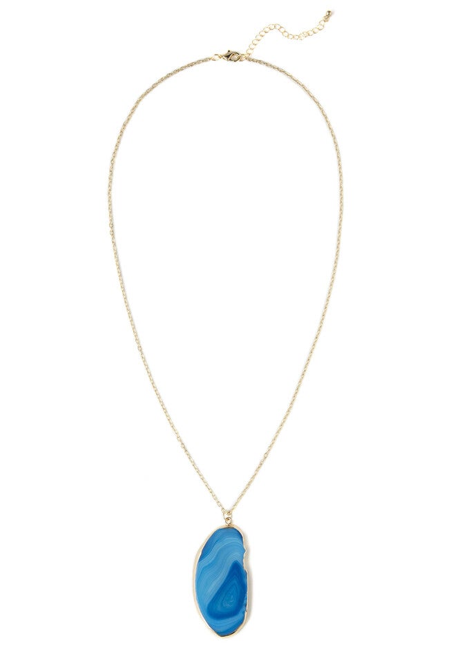 Ocean Echo Agate Necklace, BLUE, hi-res image number null