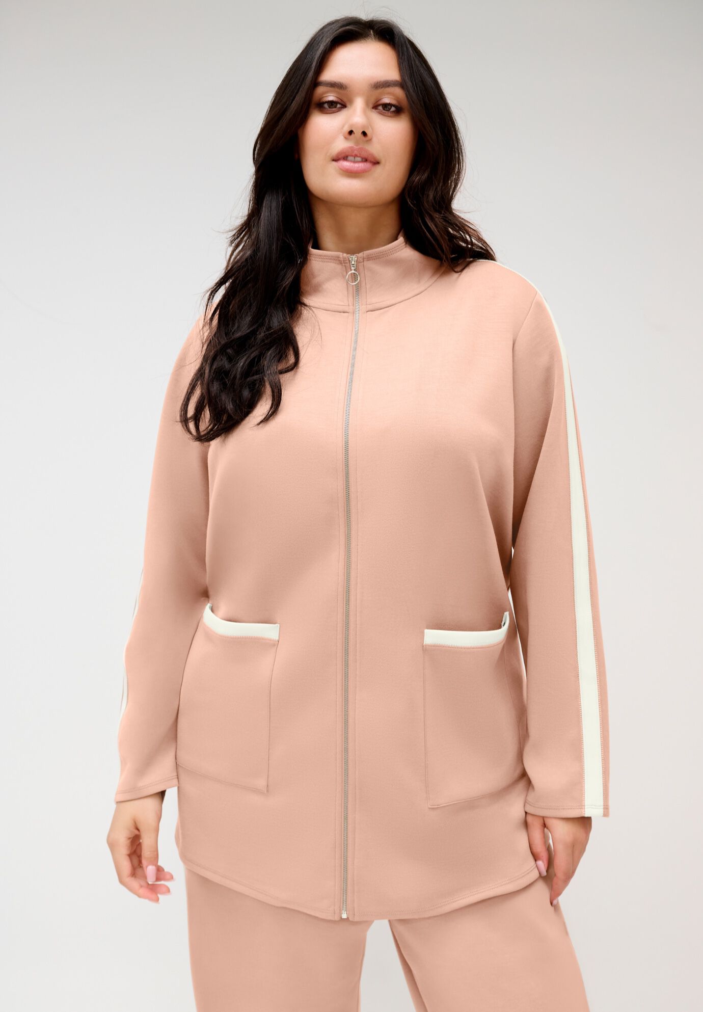 Refined Scuba Jacket, CAMEL IVORY, alternate image number 3