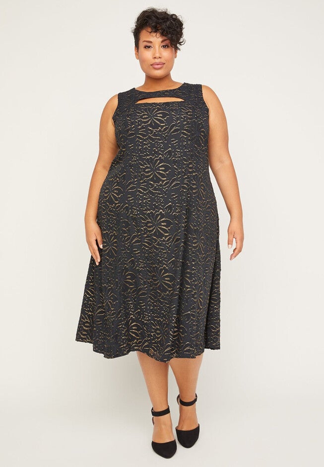Black Label Gold Shimmer Dress, BLACK, hi-res image number null
