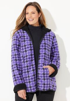 Printed Fleece Coat with Sherpa Lining