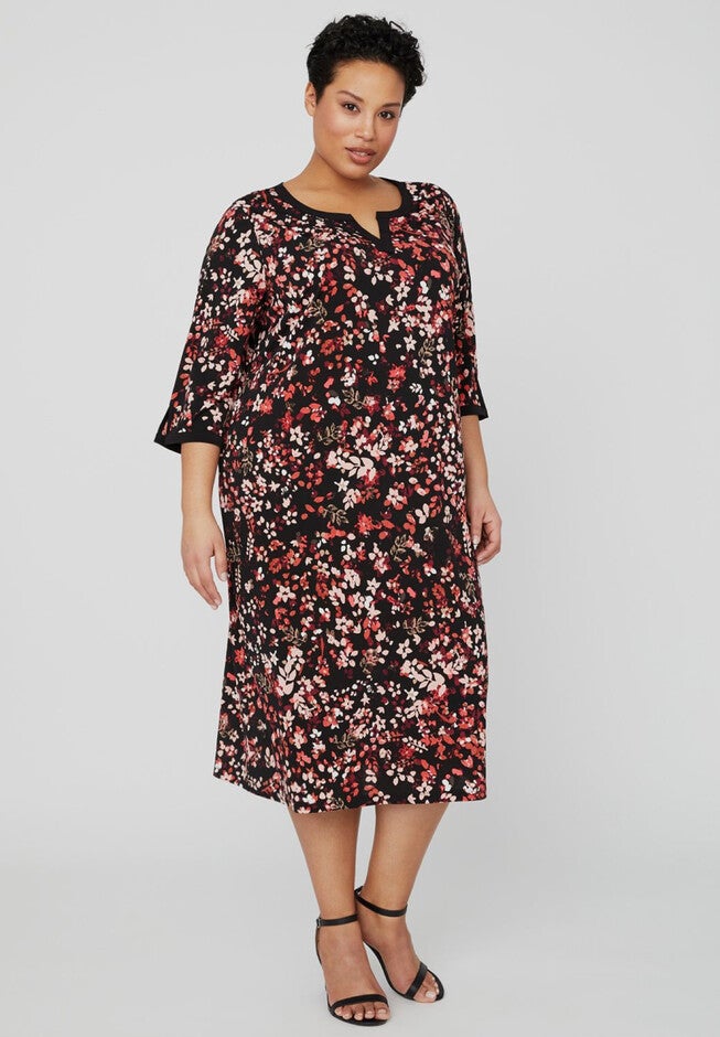 Bouquet Shift Dress, BLACK FLORAL, hi-res image number null