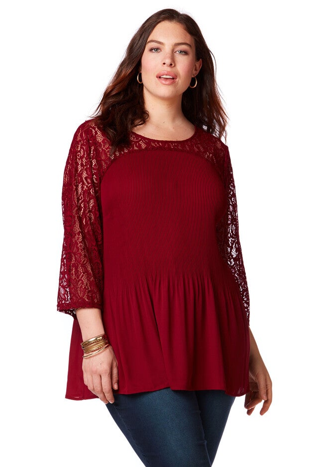 Wine Cellar Lace Top, DEEP SCARLET, hi-res image number null