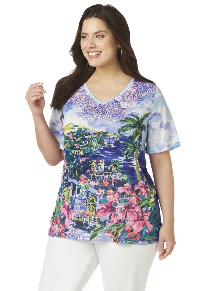 Island Interlude V-Neck, BLUE WATER, hi-res image number null