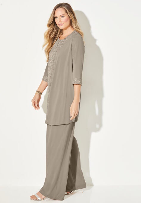 3-Piece Lace Gala Pant Suit, , alternate image number null