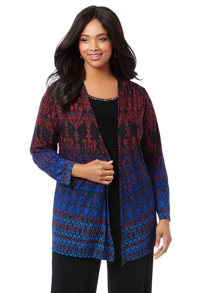 Sleek Stretch Paisley Garden Cascade, BLACK, hi-res image number null