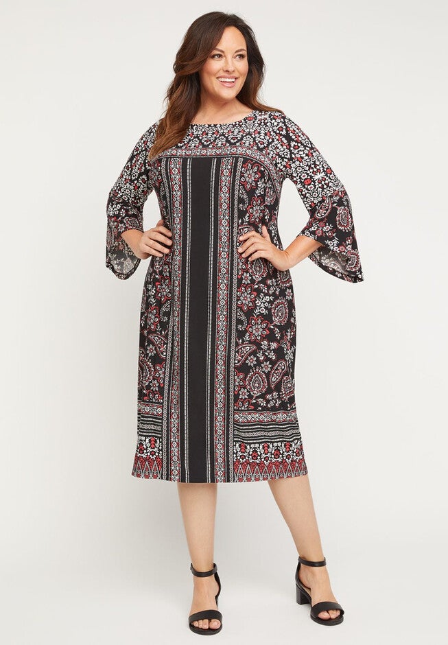 Paisley Drift Dress, BLACK RED PAISLEY, hi-res image number null