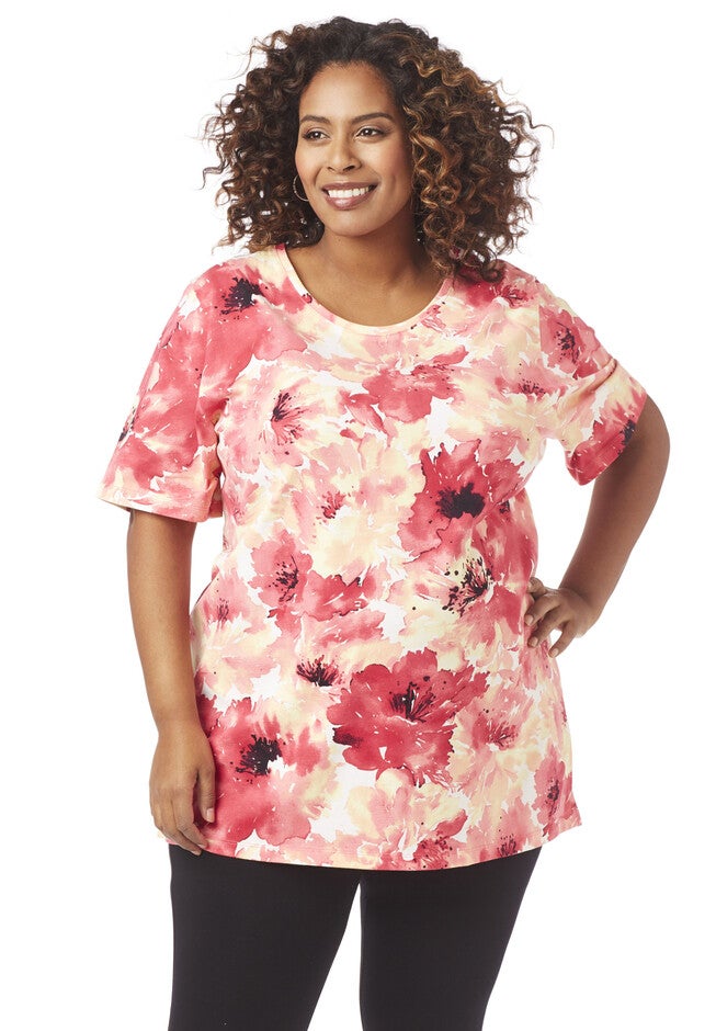 Watercolor Easy Fit Tee, STRAWBERRY PUNCH, hi-res image number null