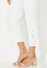 Eyelet Hem Straight Leg Capri, , alternate image number null