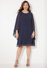 Sheer Elegance Chiffon Dress, NAVY, hi-res image number null