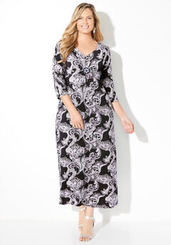 AnyWear Beaded Medallion Maxi Dress