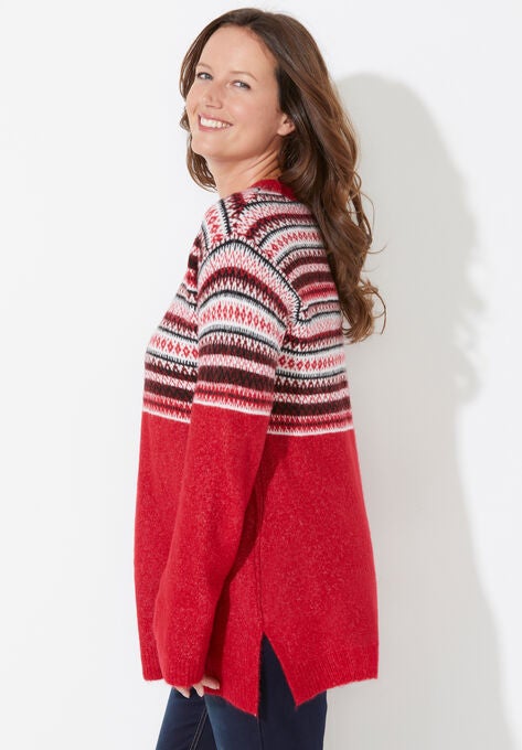 Fair Isle Pullover Sweater, , alternate image number null