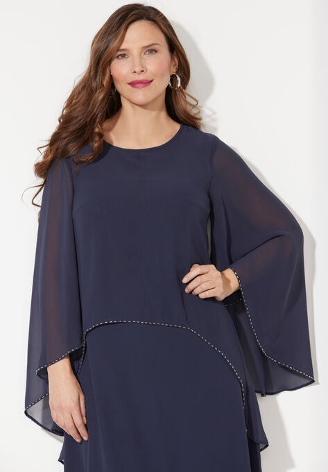 Sheer Elegance Chiffon Dress, , alternate image number null