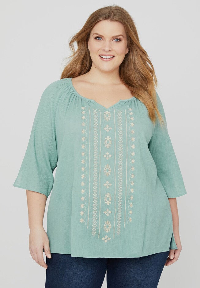 Soft Whisper Peasant Top, OCEAN OASIS, hi-res image number null