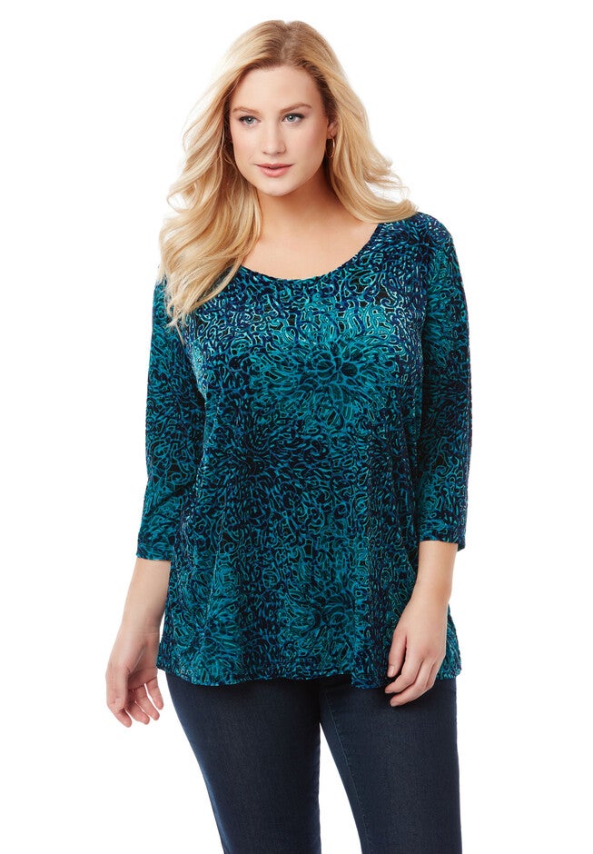 Floral Embrace Top, TEAL, hi-res image number null