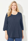 Liz&Me® Slub-Knit Henley Top, NAVY DOT, hi-res image number null