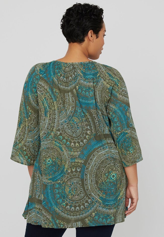 Peaceful Print Peasant Top, , on-hover image number null