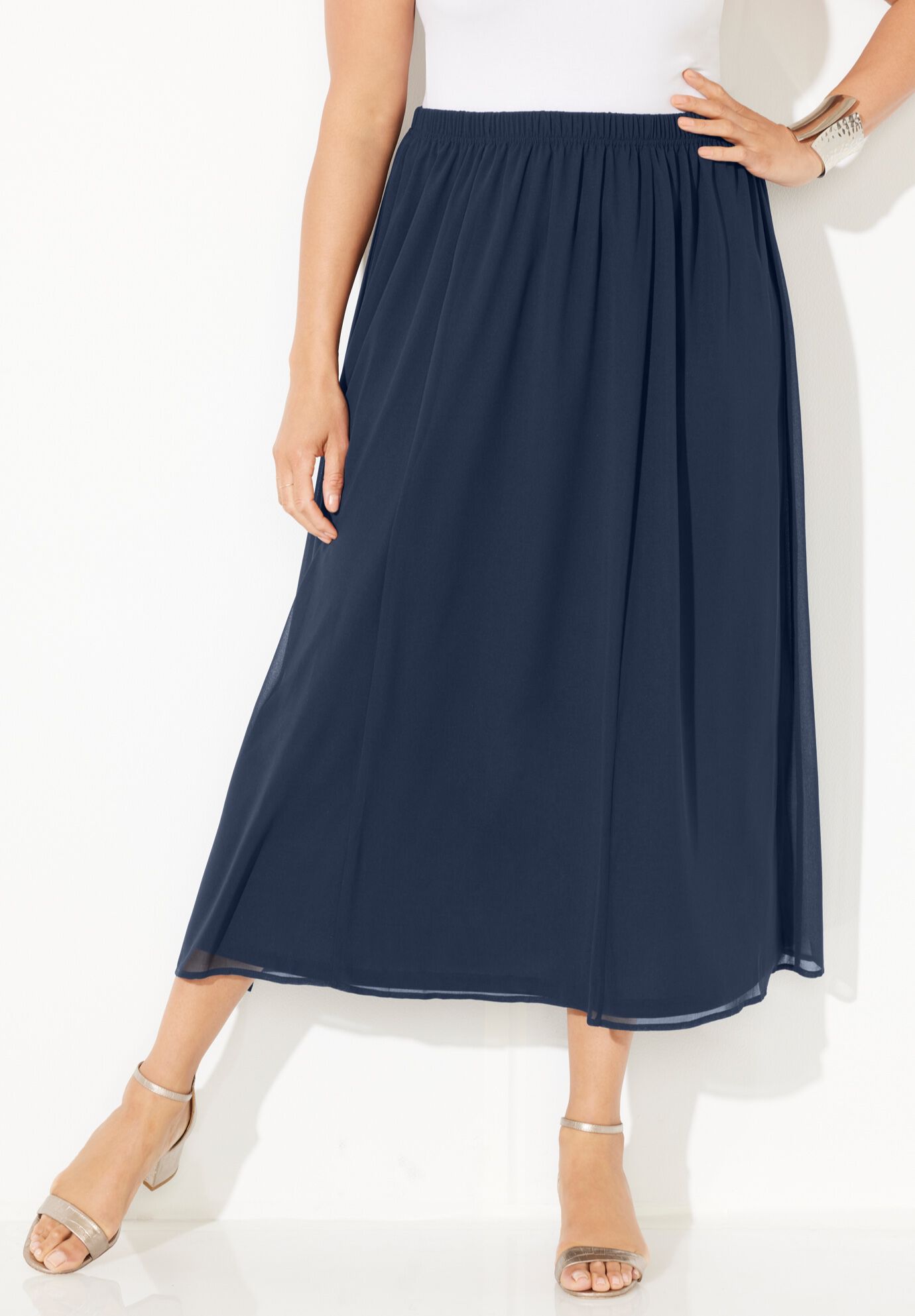 Navy blue chiffon skirt online