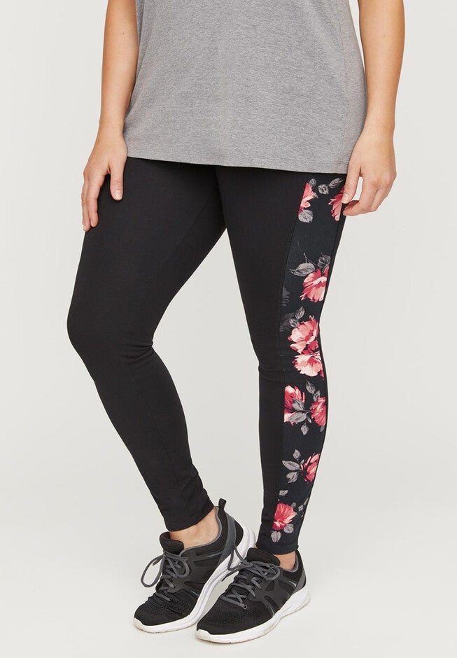 Active Floral Legging, BLACK WITH FLORAL, hi-res image number null