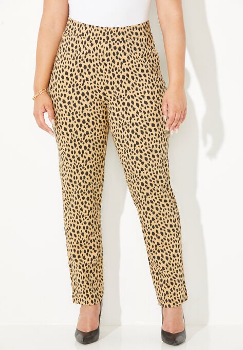 Liz&Meâ„¢ Slim Leg Ponte Knit Pant, SOFT CAMEL ANIMAL, hi-res image number null