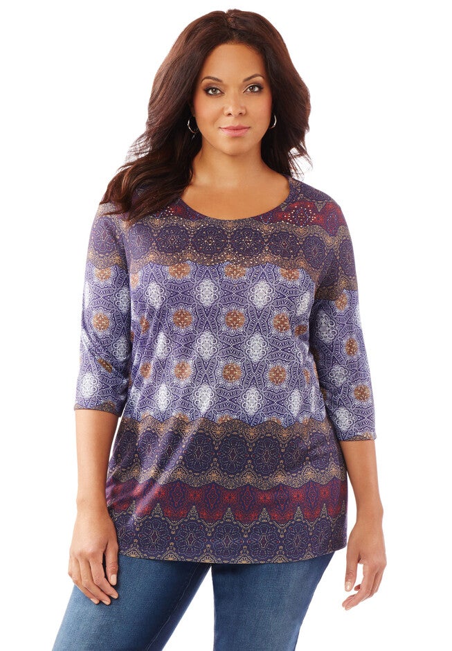 Medallion Mosaic Top, WINE, hi-res image number null