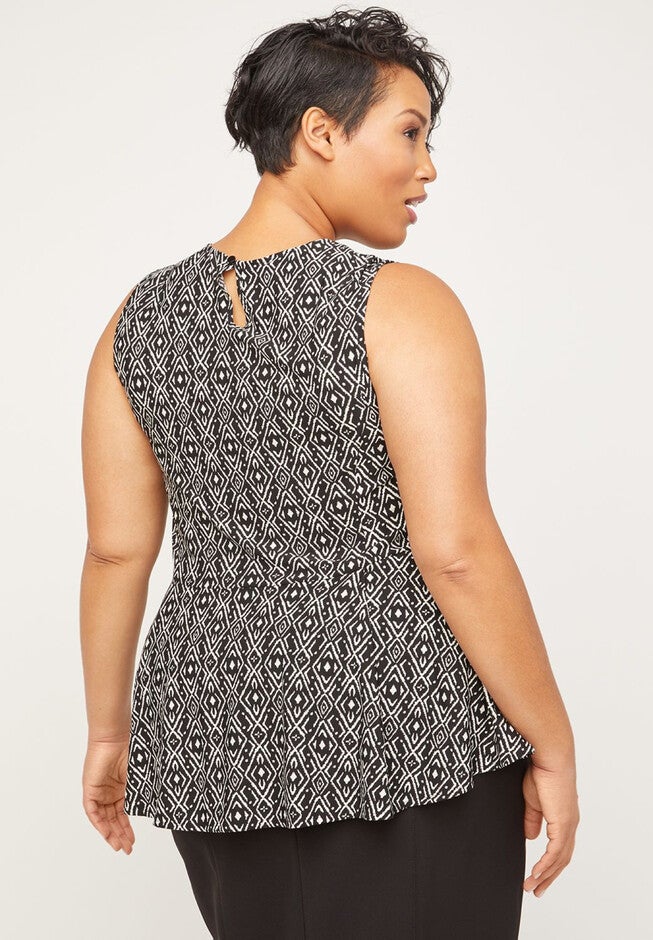 Black Label Geometric Peplum Tank, , on-hover image number 1