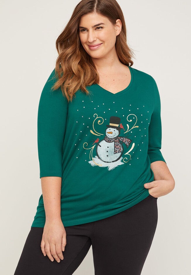 Radiant Snowman Top, GREEN, hi-res image number 0