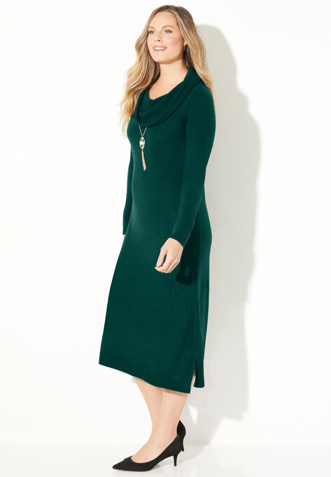 Cashmiracle™ Cowl Neck Pullover Sweater Dress, , alternate image number null