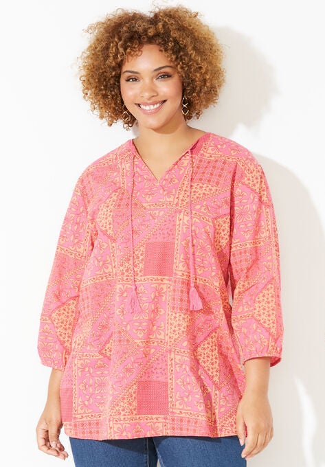 Liz&Me™ Classic Peasant Top, PINK BURST PATCHWORK, hi-res image number null