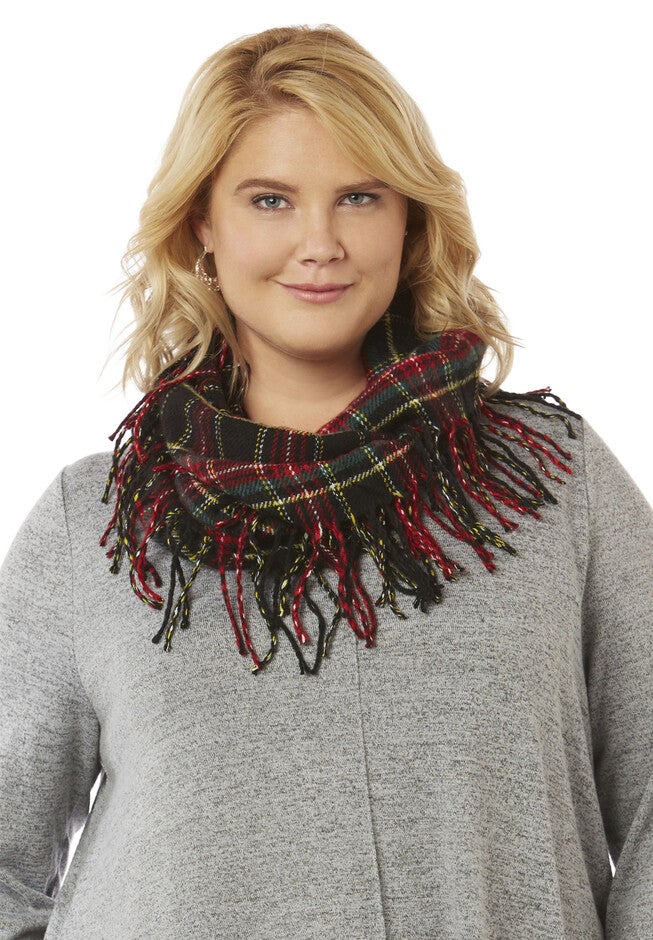 Mad For Plaid Infinity Scarf, BLACK, hi-res image number null