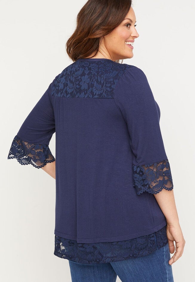 Dashwood Lace Henley Top, , on-hover image number null