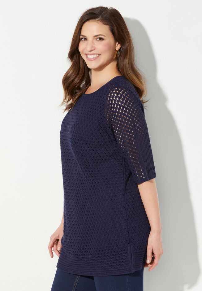 Open Stitch Pullover Sweater, , alternate image number null