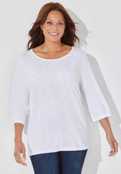 Raindrops Shimmer Tee, WHITE, hi-res image number null