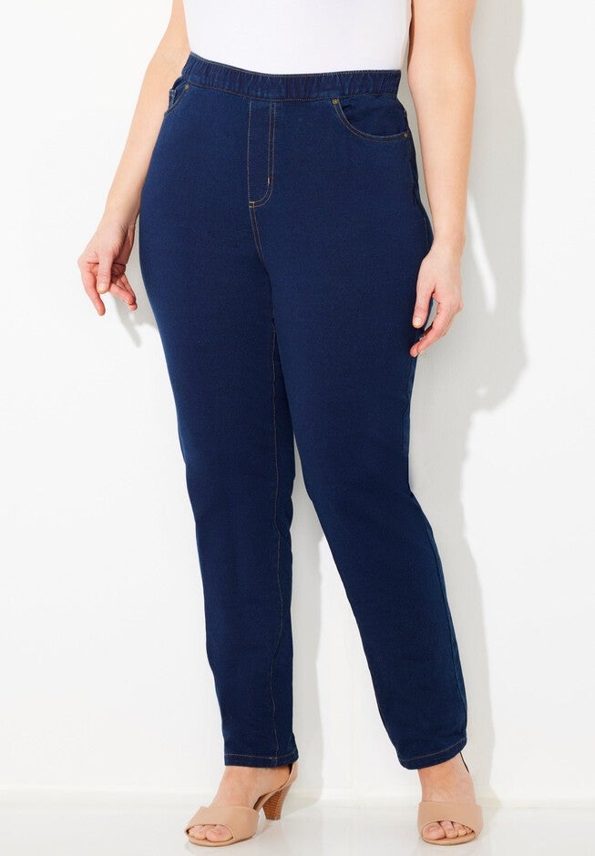 Curvy Knit Jean for Fuller Hips Slim Leg, Bourbon Wash Catherines