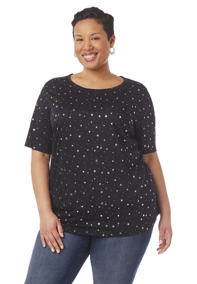 Dazzle Star Tee, BLACK, hi-res image number null