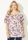 Romantic Lace Trim Top, BERRY PINK MONO FLORAL, hi-res image number null