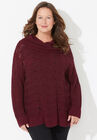 Pointelle Cowlneck Sweater, RICH BURGUNDY, hi-res image number null