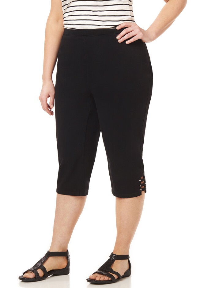 Touch of Sparkle Twill Capri, BLACK, hi-res image number null