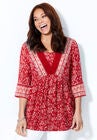 Veranda Lace Trim Tunic, CLASSIC RED FLORAL, hi-res image number null