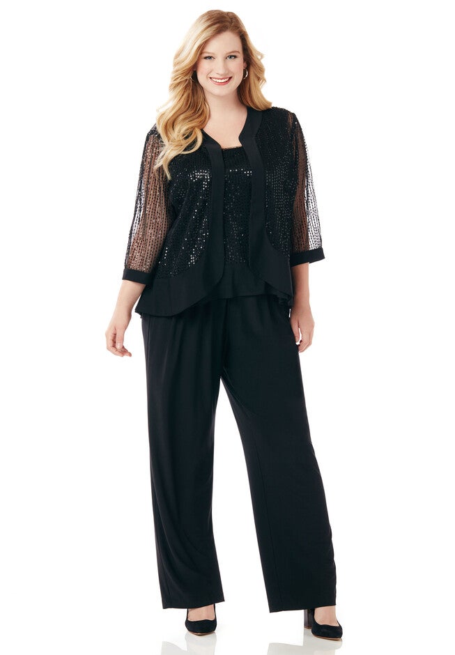 Touch Of Sparkle Pantsuit, BLACK, hi-res image number null