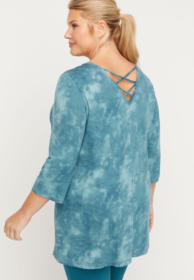 Crisscross Tie-Dye Tunic Top, , on-hover image number null