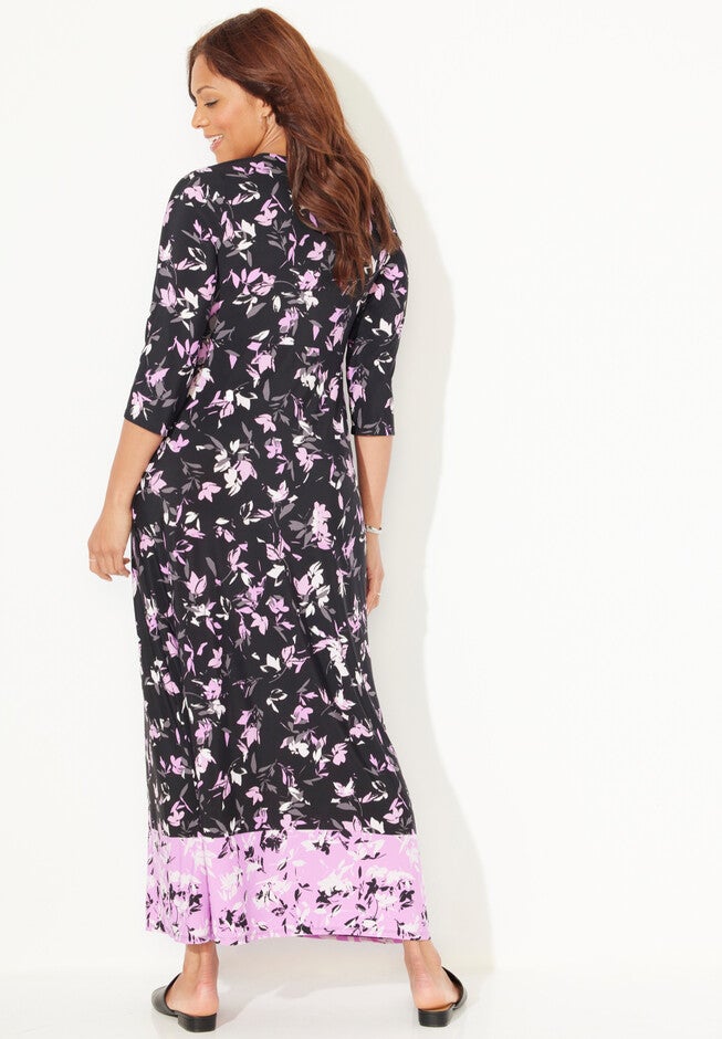 Lilac Garden Faux-Wrap Maxi Dress, , on-hover image number 1
