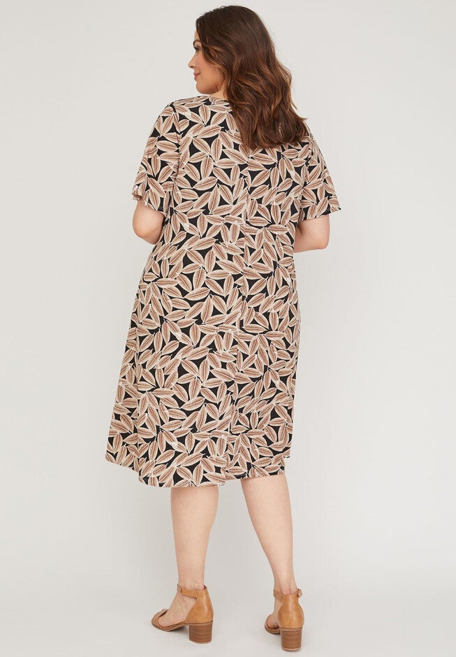 Textured Leaf A-Line Dress, , on-hover image number null