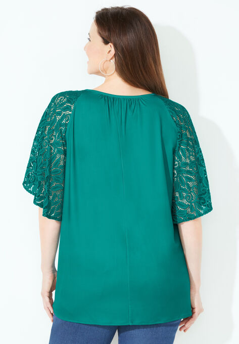 Raglan Lace Sleeve Top, , on-hover image number null