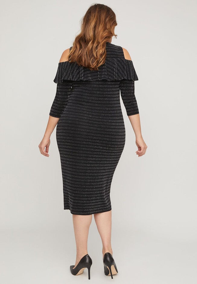 Sparkling Cold-Shoulder Sheath Dress, , on-hover image number 1