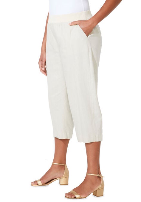 Knit Waist Linen Capri, , alternate image number null