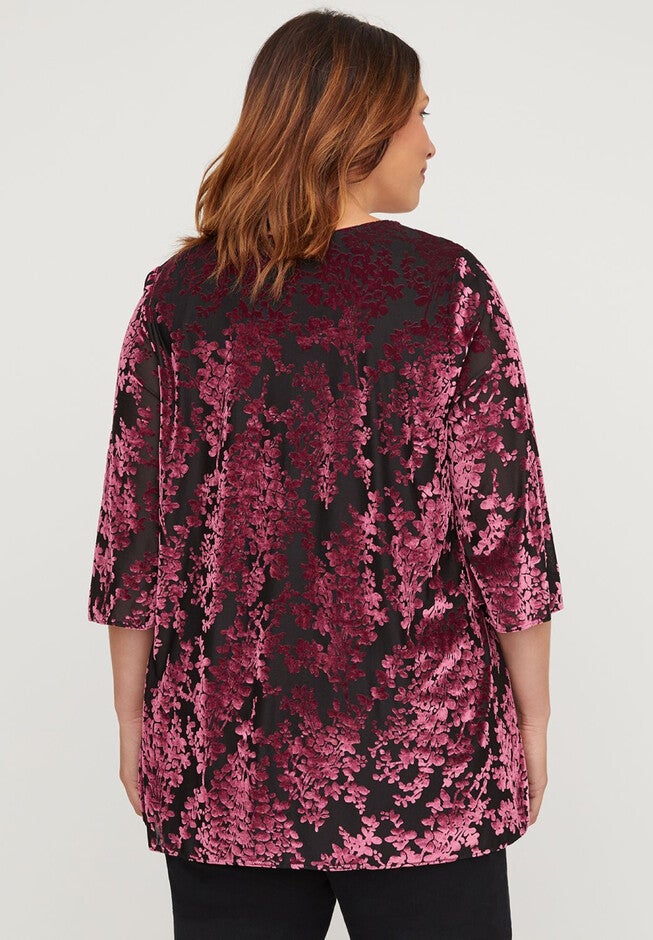 Floral Velvet Flyaway Top, , on-hover image number null