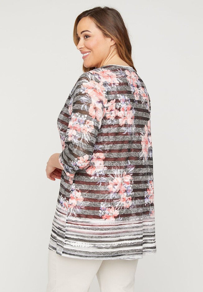 Floral Shadow Stripe Cardigan, , on-hover image number null